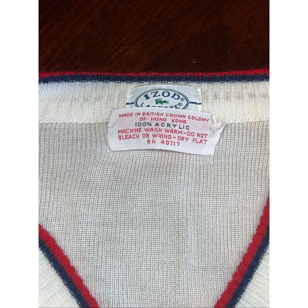 Lacoste Izod vintage XL (20) white blue red striped pullover sweater Hong Kong - Picture 8 of 8